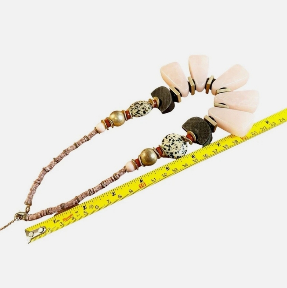 Anthropologie Bohemian Vintage Pink Statement Bib Necklace - Picture 6 of 6